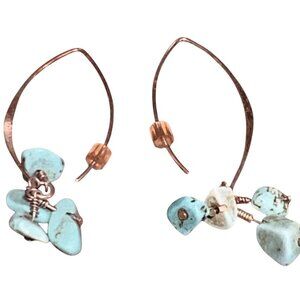 Sterling Silver Hoop Earrings Turquoise Gemstones 925 LA BOHO Jewelry